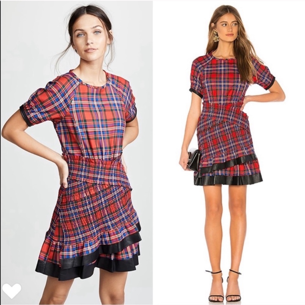 Tanya Taylor Nicole Dress Red Plaid Flannel Size 4